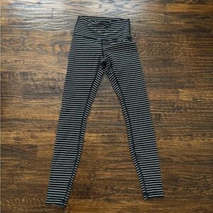 Lululemon Athletica Black and White Striped Leggings